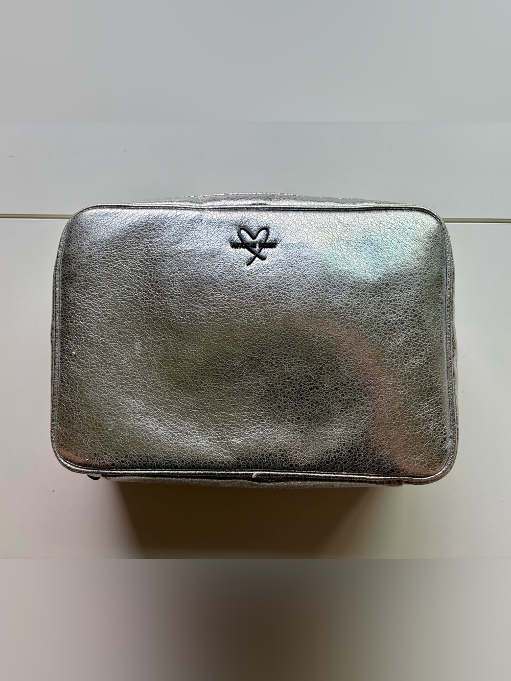 Victoria’s Secret Silver Metallic Crackle Makeup Bag Case